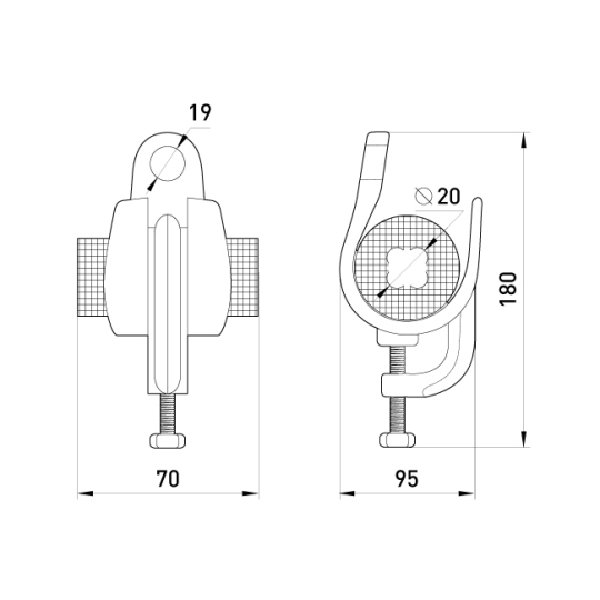 p024002 Затискач підтримуючий 4х25, з затиском, e.h.clamp.pro.25.gath, E.Next