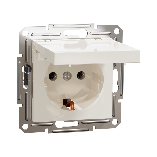 EPH3170123 Розетка з з.к. з кришкою, кремова, ASFORA, Schneider Electric