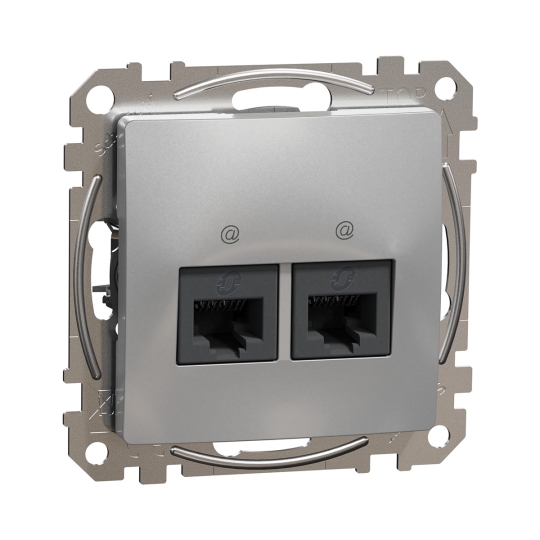 SDD113452 Розетка комп'ютерна подвійна RJ45, Cat.5E, алюміній, Sedna Design, Schneider Electric