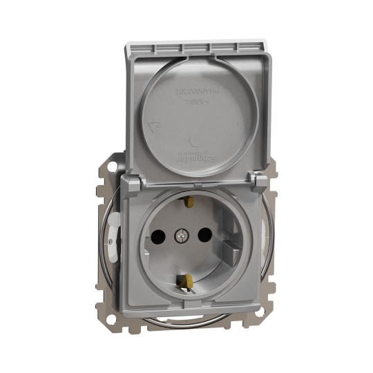 SDD213024 Розетка з з.к. шторками і кришкою, IP44, алюміній, Sedna Design, Schneider Electric
