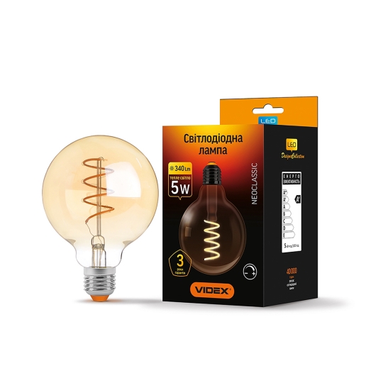 Лампа світлодіодна LD FILAMENT G95FASD 5W E27 VIDEX бронза диммерна спіраль