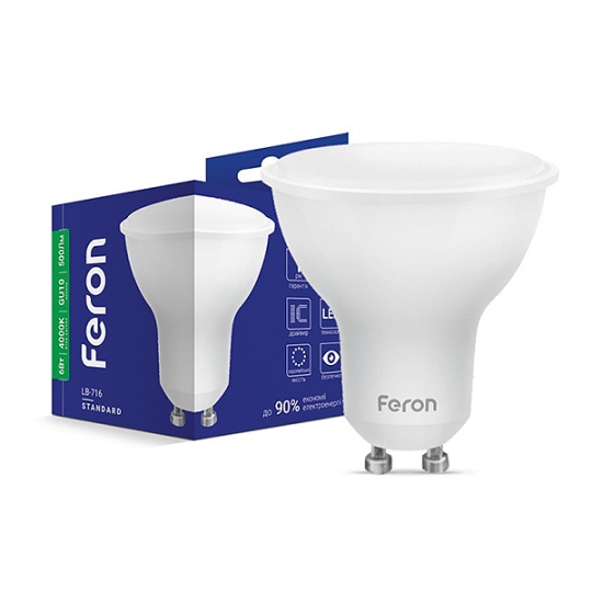 Лампа свiтлодiодна LB-716 MR16 GU10 230V 6W 4000K FERON