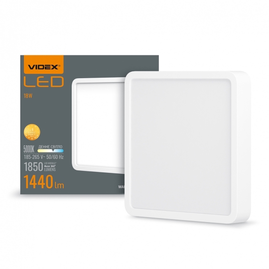 VL-DLSS-185 Світильник точковий накладний VIDEX, 18W, 5000K, квадрат, білий