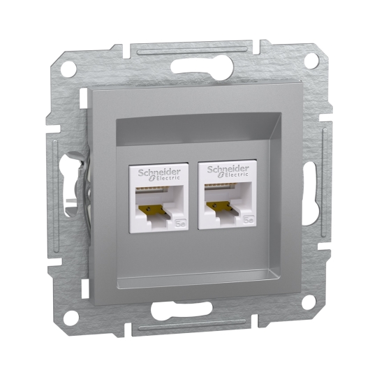 EPH4400161 Розетка комп'ютерна подвійна RJ45, Cat.5E, алюміній, ASFORA, Schneider Electric