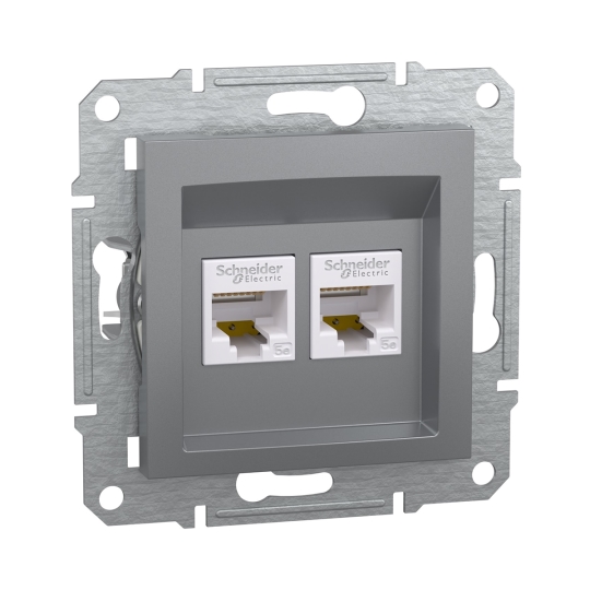 EPH4400162 Розетка комп'ютерна подвійна RJ45, Cat.5E, сталь, ASFORA, Schneider Electric