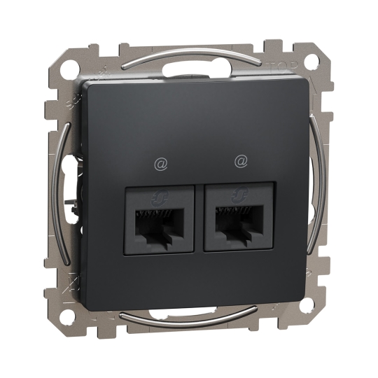 SDD114452 Розетка комп'ютерна подвійна RJ45, Cat.5E, чорна, Sedna Design, Schneider Electric