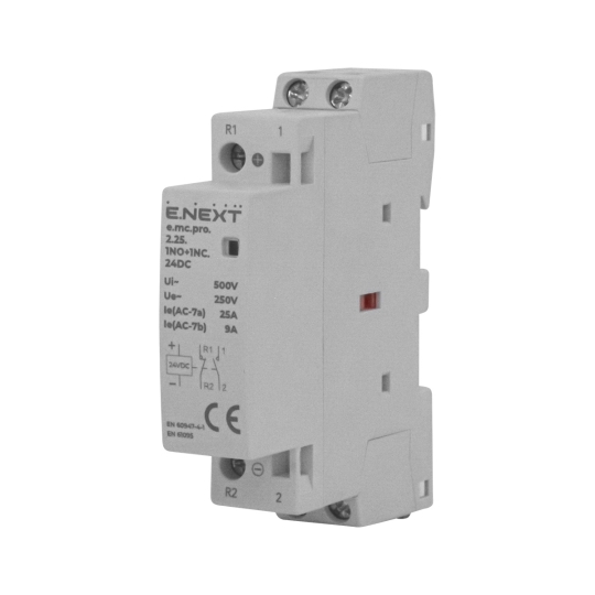 p005320 Модульний контактор на DIN-рейку, e.mc.pro.2.25.1NO+1NC.24DC, 2p, 25А, 1NO+1NC, 24В, E.Next