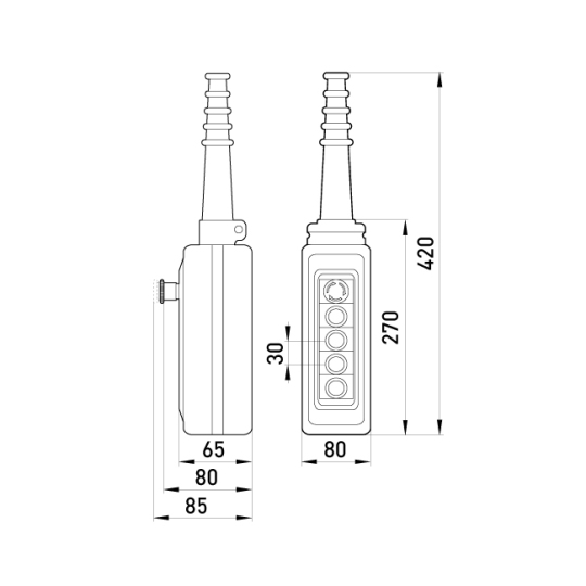 s007011 Тельферний пост e.cs.stand.xac.a.4813.2, чотирикнопковий з кнопкою стоп Enext
