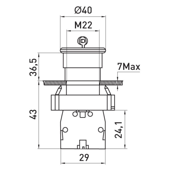 p0810124 Кнопка "грибок" з ключем поворотна e.mb.bs142 червоний, 1NC Enext