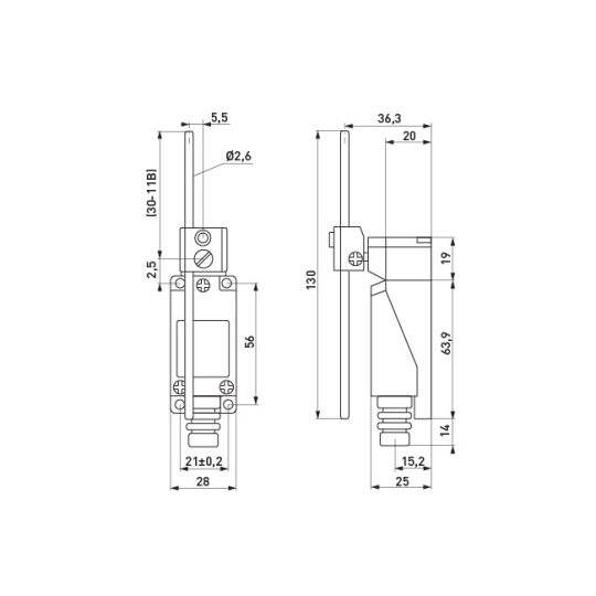 s0070006 Вимикач кінцевий e.limitswitch.02 важіль регульований по довжині, E.Next
