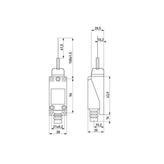 s0070012 Вимикач кінцевий e.limitswitch.08 важіль-ексцентрик зі стрижнем, E.Next