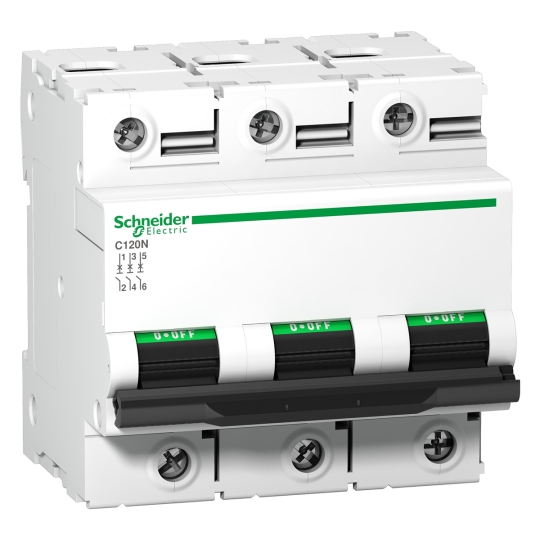 A9N18364 Автоматичний вимикач Acti9 C120N, 3P, 63A, C, 10kA, Schneider Electric