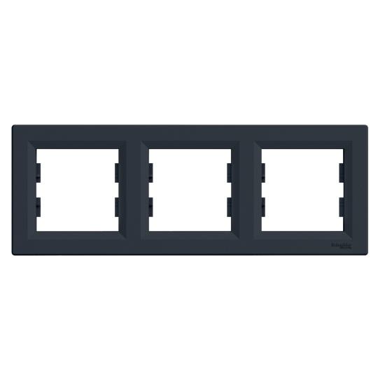 EPH5800371 Рамка тримісна горизонтальна, антрацит, ASFORA, Schneider Electric