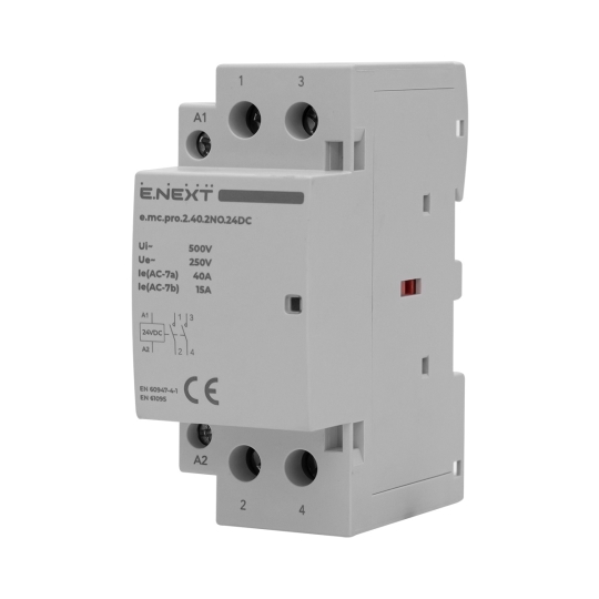 p005303 Модульний контактор на DIN-рейку, e.mc.pro.2.40.2NO.24DC, 2p, 40А, 2NO, 24В, E.Next