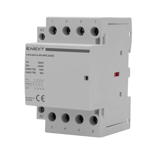 p005307 Модульний контактор на DIN-рейку, e.mc.pro.4.40.4NO.24DC, 4p, 40А, 4NO, 24В, E.Next