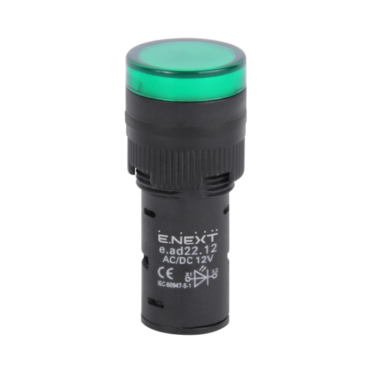 s009022 Арматура світлосигнальна e.ad22.230.green Д22мм 230В АС зелена Enext