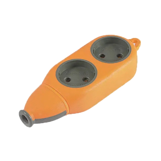 LMK75001 Колодка накладна 2м помаранчева, без з.к., 10А, 220V, Lemanso