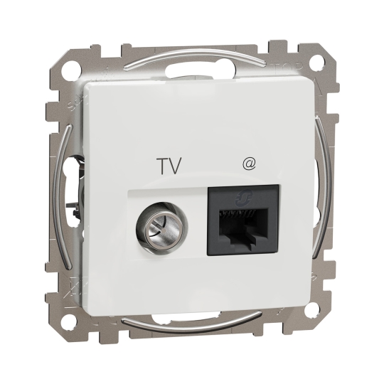 SDD111469T Розетка комп'ютерна RJ45 + TV, Cat.6, 4 дБ, біла, Sedna Design, Schneider Electric