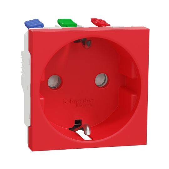 NU305703 Розетка з з.к. і шторками, червона, New Unica, Schneider Electric