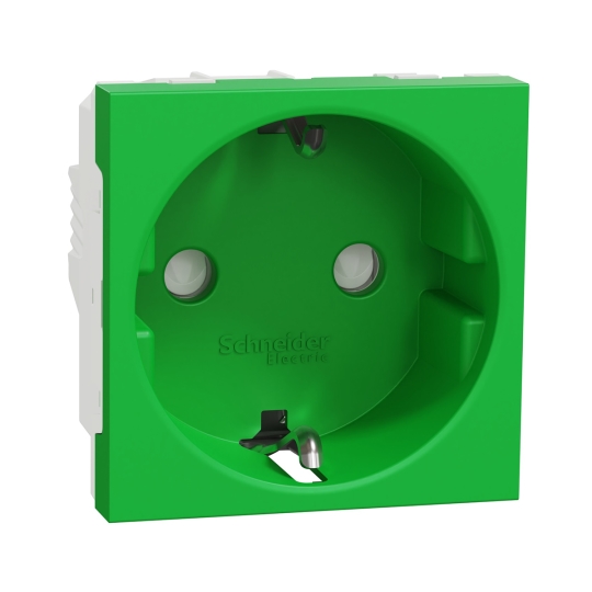 NU303706 Розетка з з.к. і шторками, зелена, гвинтові затискачі, New Unica, Schneider Electric