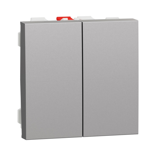 NU321330 Вимикач 2кл. прохідний, 2 модулі, алюміній, New Unica, Schneider Electric