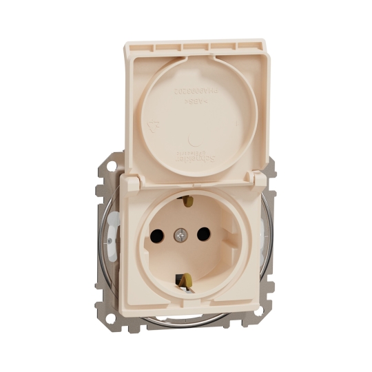SDD212024 Розетка з з.к. шторками і кришкою, IP44, бежева, Sedna Design, Schneider Electric