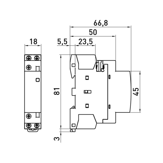 p005217 Модульний контактор на DIN-рейку, e.mc.pro.2.20.2NO, 2p, 20А, 2NO, 220В, E.Next