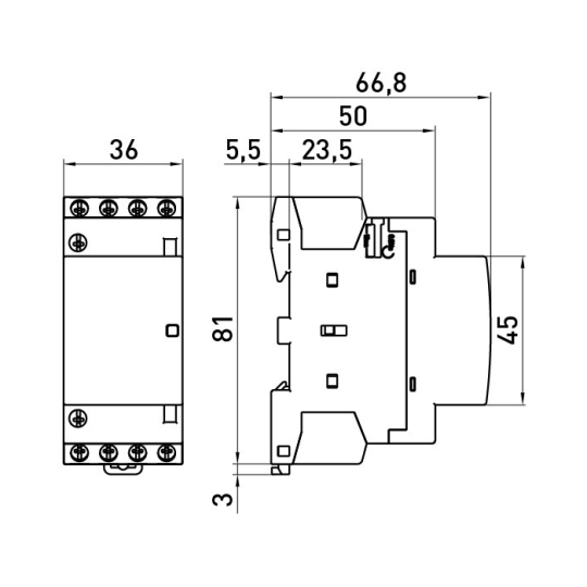 p005218 Модульний контактор на DIN-рейку, e.mc.pro.2.63.2NO, 2p, 63А, 2NO, 220В, E.Next