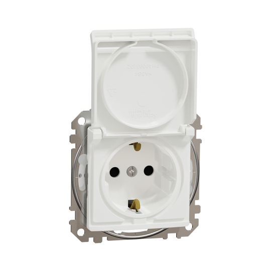 SDD211024 Розетка з з.к. шторками і кришкою, IP44, біла, Sedna Design, Schneider Electric