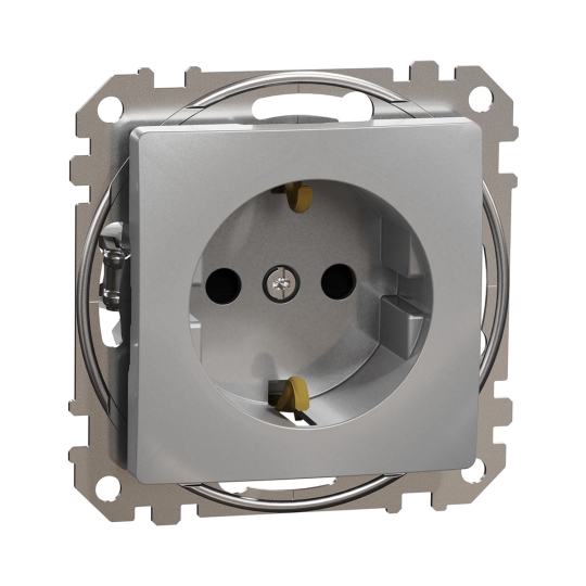 SDD113022 Розетка з з.к. і шторками, алюміній, Sedna Design, Schneider Electric