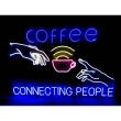 Неонова вивіска "COFFEE CONNECTING PEOPLE", кольорова, 900х600мм