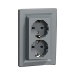 EPH9900162 Розетка з з.к. подвійна, сталь, ASFORA, Schneider Electric