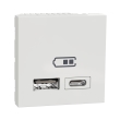 NU301818 Розетка з USB тип A+C, 1А, 12Вт, 2 модулі, біла, New Unica, Schneider Electric