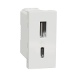NU301618 Розетка з USB тип A+C, 2,4А, 12Вт, 1 модуль, біла, New Unica, Schneider Electric