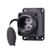 Розетка накладна 1м каучукова із заглушкою чорна, 2P+PE, 16А, 220V, Lezard