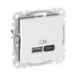 SDD111404 Розетка з USB тип A+C, 3А, 45Вт, біла, Sedna Design, Schneider Electric