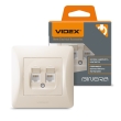 Розетка комп'ютерна подвійна, Cat6, кремова, VF-BNSK2PC6-CR, BINERA, VIDEX