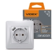 Розетка з з.к. і USB-A+USB-C, срібний шовк, VF-BNSK1GUC-SS, BINERA, VIDEX