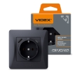 Розетка з з.к. і USB-A+USB-C, чорний графіт, VF-BNSK1GUC-BG, BINERA, VIDEX