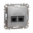 SDD113452 Розетка комп'ютерна подвійна RJ45, Cat.5E, алюміній, Sedna Design, Schneider Electric