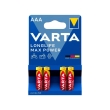 Батарейка лужна LR03/AAA, LongLife MAX Power, VARTA (уп./4шт.)