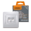 Розетка комп'ютерна подвійна, Cat6, срібний шовк, VF-BNSK2PC6-SS, BINERA, VIDEX