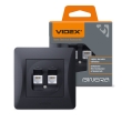 Розетка комп'ютерна подвійна, Cat6, чорний графіт, VF-BNSK2PC6-BG, BINERA, VIDEX
