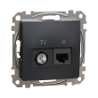 SDD114469T Розетка комп'ютерна RJ45 + TV, Cat.6, 4 дБ, чорна, Sedna Design, Schneider Electric