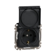SDD214024 Розетка з з.к. шторками і кришкою, IP44, чорна, Sedna Design, Schneider Electric