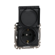 SDD114024 Розетка з з.к. шторками і кришкою, чорна, Sedna Design, Schneider Electric