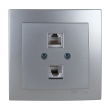 24131046 Розетка комп'ютерна подвійна RJ45, Cat.5E, срібло, Touran, Nilson