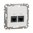 SDD111452 Розетка комп'ютерна подвійна RJ45, Cat.5E, біла, Sedna Design, Schneider Electric