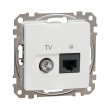 SDD111469T Розетка комп'ютерна RJ45 + TV, Cat.6, 4 дБ, біла, Sedna Design, Schneider Electric