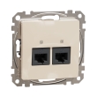SDD112452 Розетка комп'ютерна подвійна RJ45, Cat.5E, бежева, Sedna Design, Schneider Electric